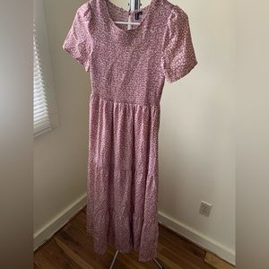 Long pink flower dress